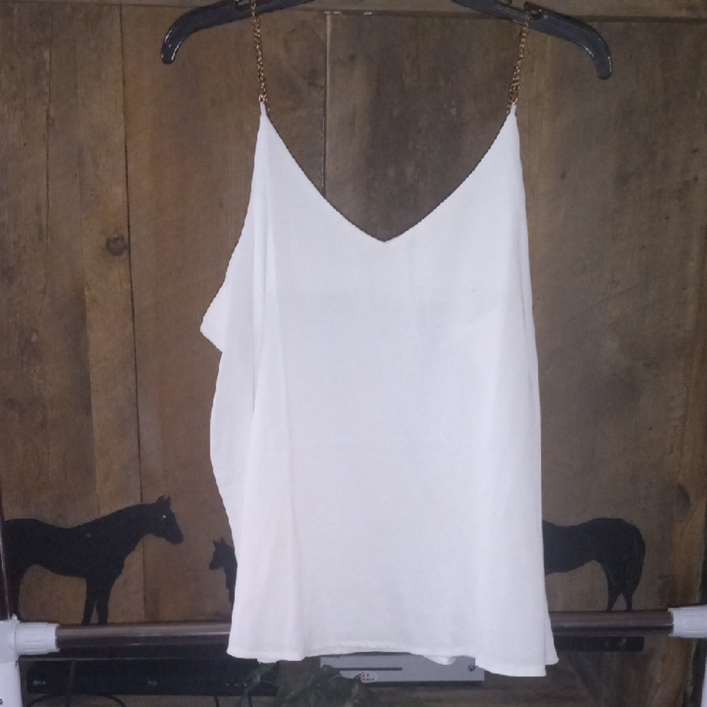 White Women's Top with Chain Straps